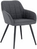 2xDining Chair Linen Counter Chair Steel Legs Tub Chair Armchair with Armrests