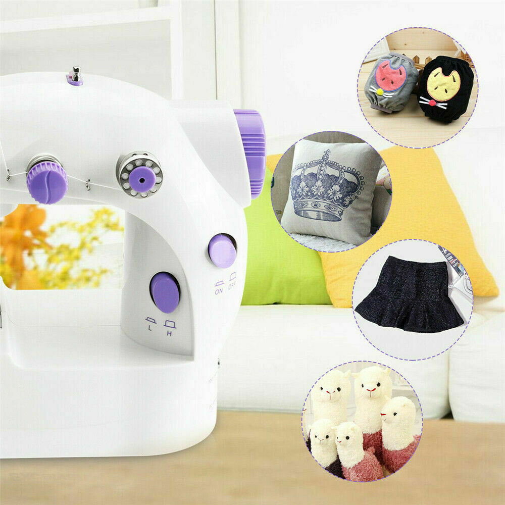 14 Stitch Electric Mini Sewing Machine Overlock 2 Speed Foot Pedal + Needles Kit