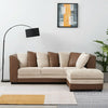 3 Seater Brown Beige Leather Fabric Sofa Armchair Couch with Footstool Option