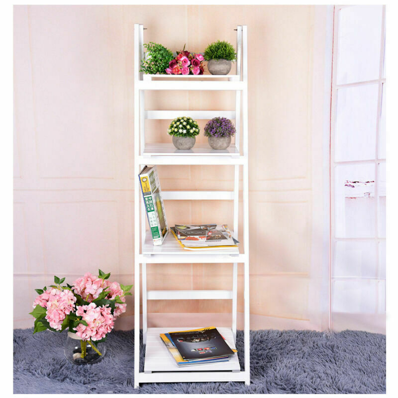 3&4 Tier Wooden Ladder Shelf Storage Home Display Unit Plant Flower Shelves