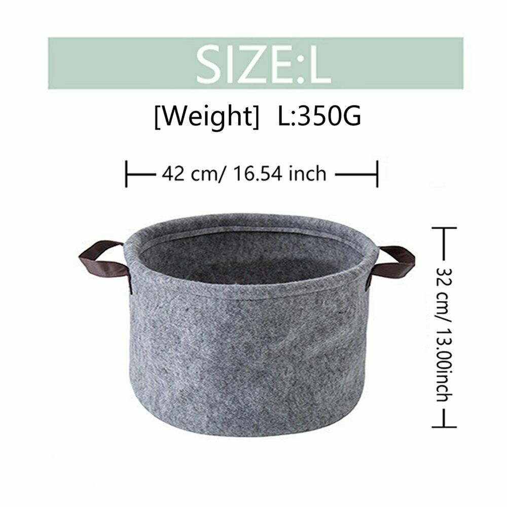 Grey Felt Storage Basket Bin with Handle Bedroom Closet Clothing Toy Storage UK