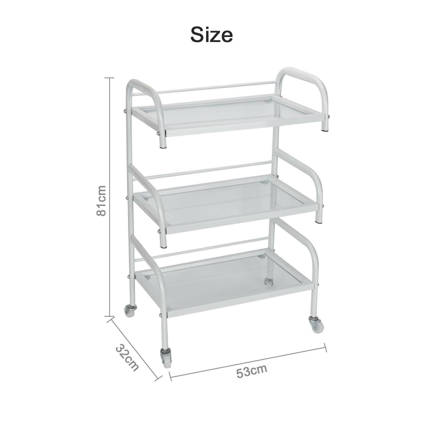 Trolley Shelves 3-layer beauty frame Toughened Glass Shelves Hair Beauty Salon