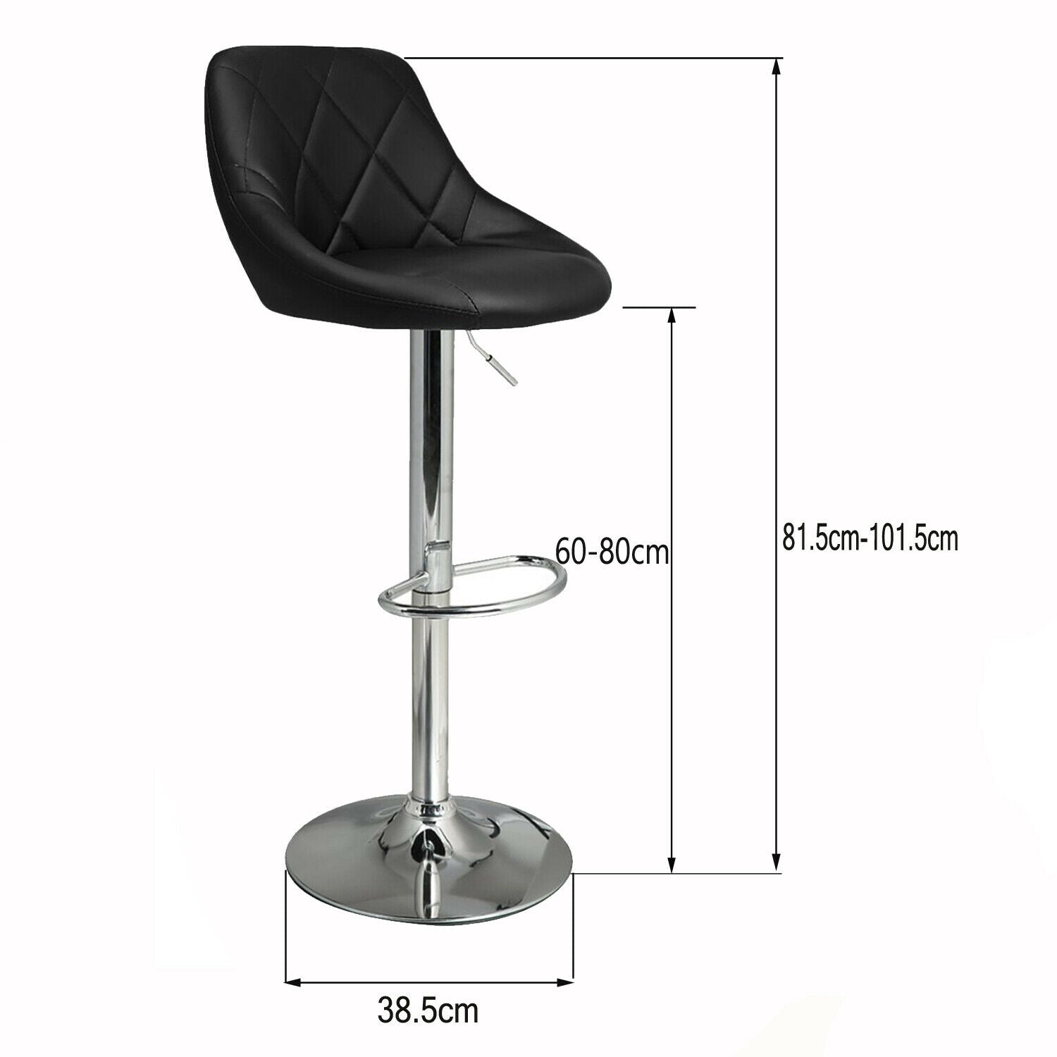 2×Bar Stools Leather Chairs Breakfast Chairs Swivel Gas Lift Kitchen Cushioned