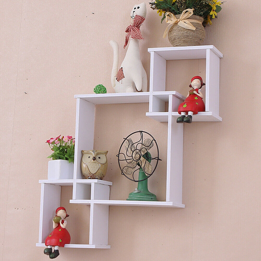 New White Floating Wall Shelves Display Storage Shelf Wall Wood Unit Rack UK