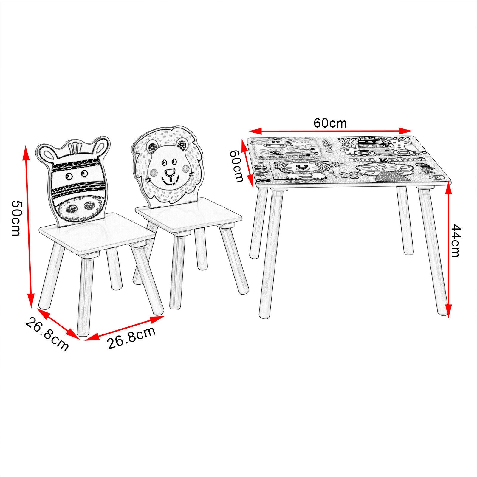 Kids Table Chair Set MDF Childrens Study Desk and Chairs Home Writing Reading