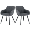 2xDining Chair Linen Counter Chair Steel Legs Tub Chair Armchair with Armrests