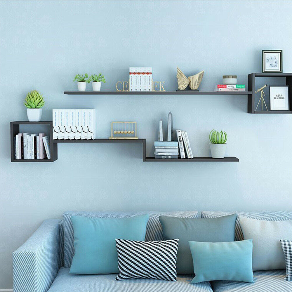 Set Of 6 Floating Wall Mounted Shelves Display Storage Shelf Home Decoration New