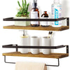2X Rustic Wall Shelf Kitchen Storage Spice Rack Wooden Towel Holder Display Rack