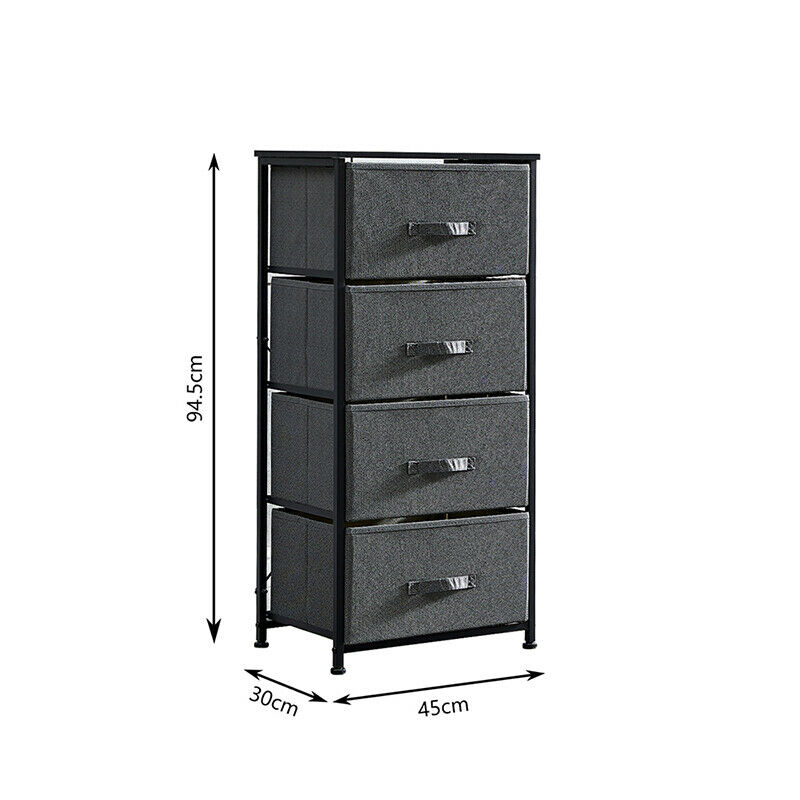 Dark Grey Fabric Cabinet Chest of Drawers Bedside Table Storage 2/3/4/5/7 Drawer