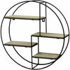 Large Round Wall Unit Industrial Style Retro Metal Wood Home Shelf Storage Iron