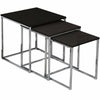Nest of 3 Tables Unit Black Chrome Set Coffee Side Lamp Living Room