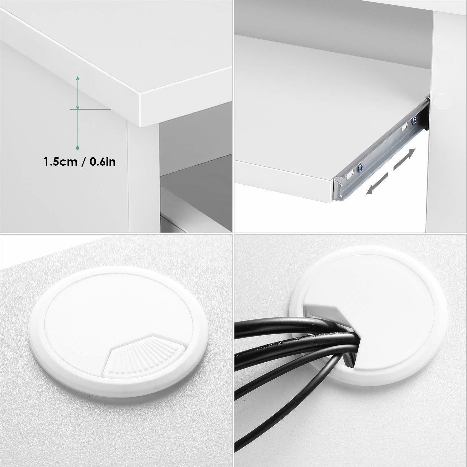 Computer Desk 3 Drawers & Shelves White Corner PC Workstation Office Table