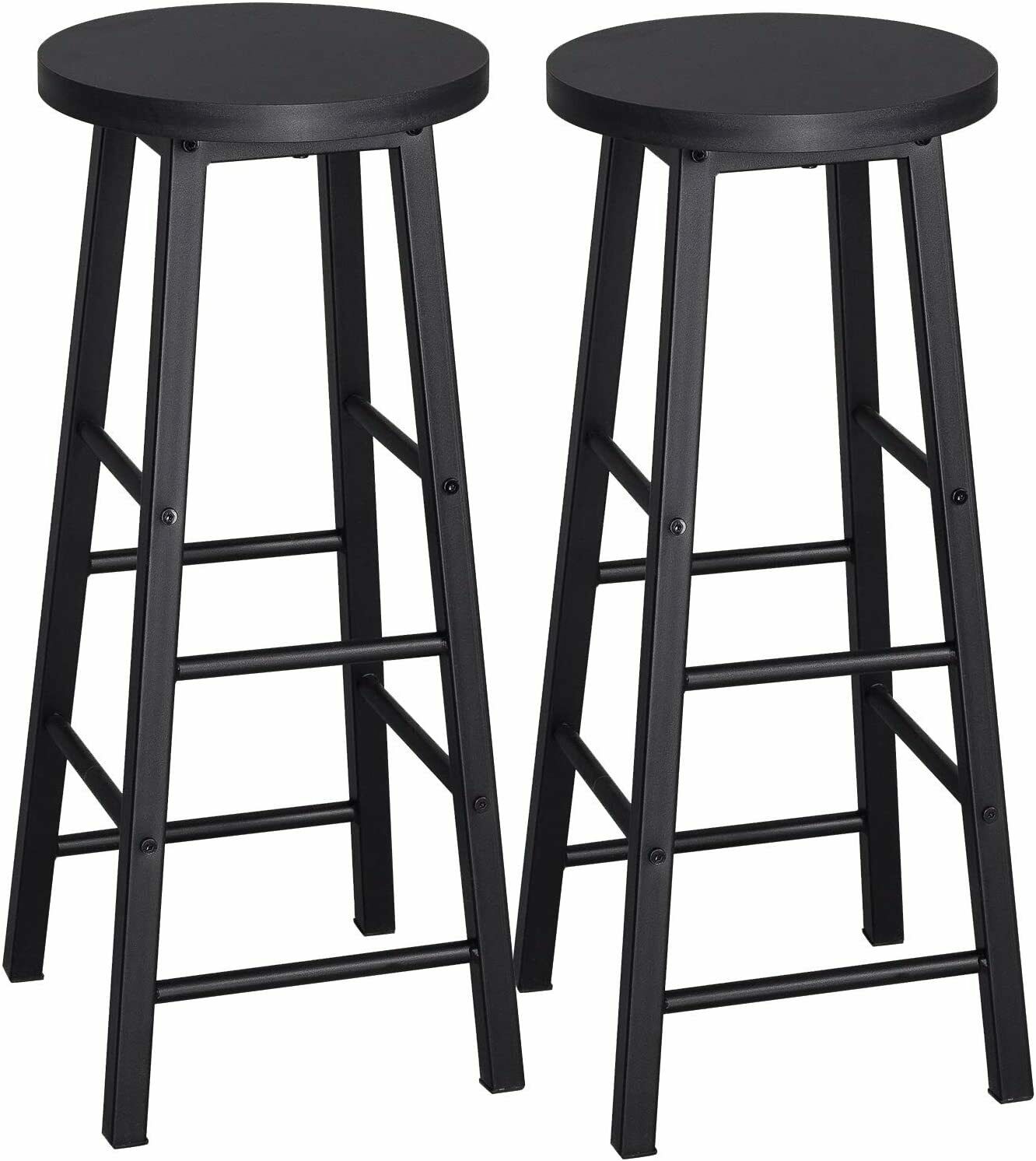 2XBreakfast Kitchen Bar Stools MDF Seat BarChairs Metal Legs Barstools HighStool