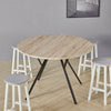 Round Dining Table 110cm Wooden Top With Metal Legs Kitchen Dining Room Table