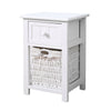 A Pair of Wooden Bedside Tables Storage Drawer Wicket Baskets Nightstand Cabinet