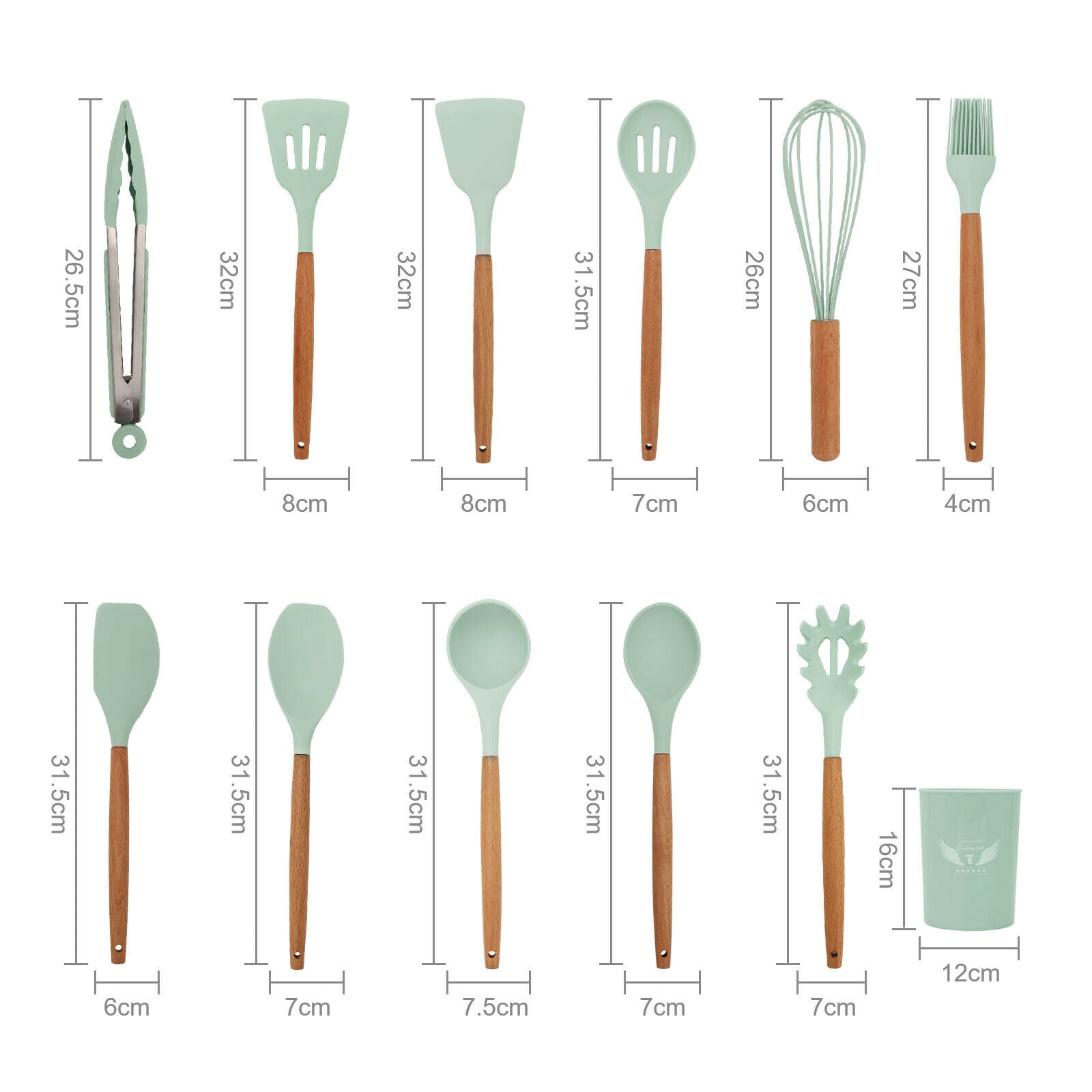 11Pcs Kitchen Silicone Cooking Utensils Set Nonstick Spatula Gadget Spoon