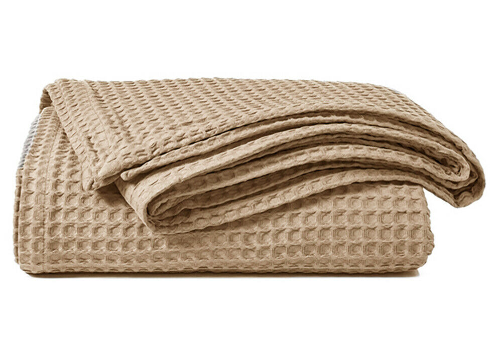 100% COTTON HONEYCOMB WAFFLE EFFECT WASHABLE SOFA BED CHAIR BLANKET THROW
