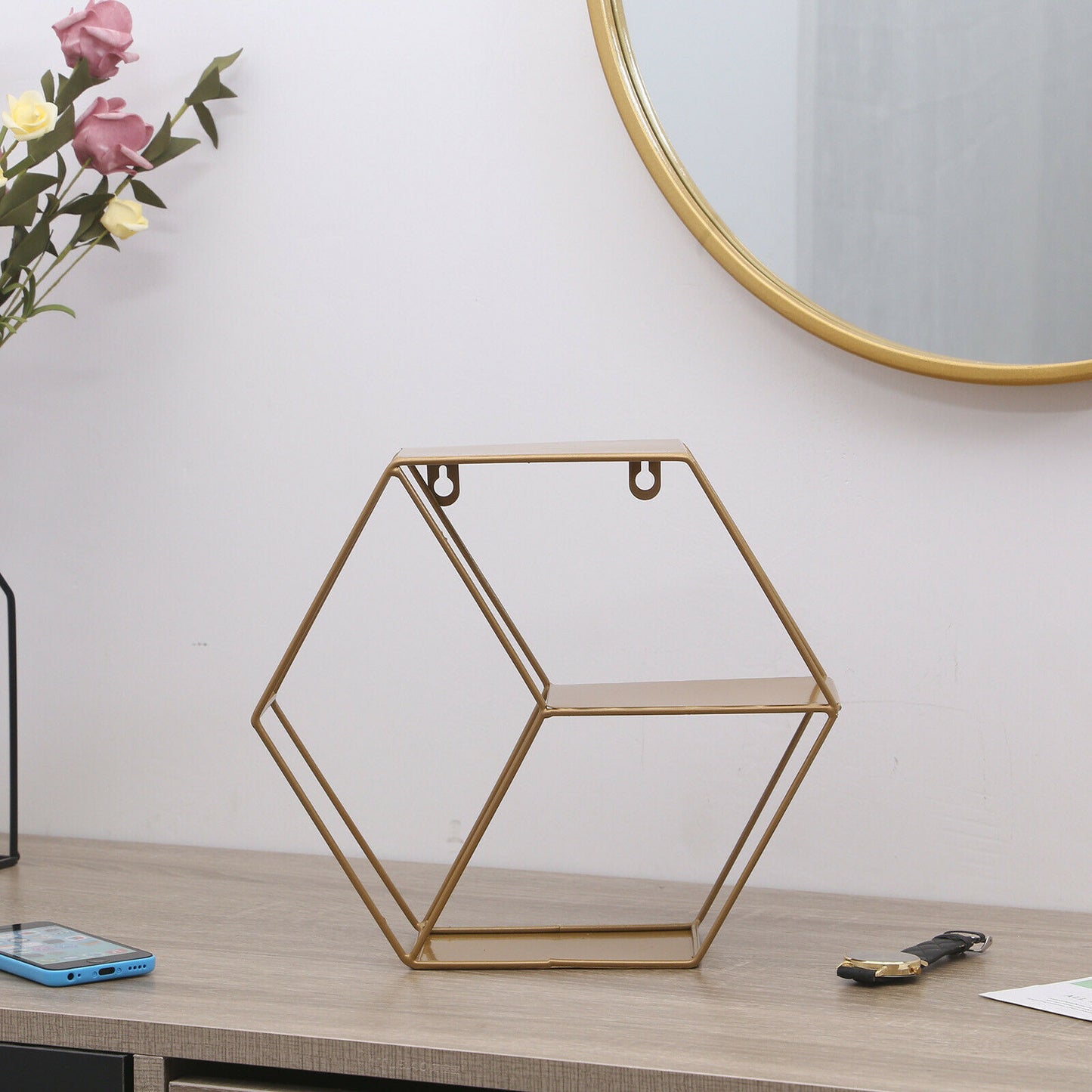 Floating Shelves Metal Wall Shelf Hanging Decorative Office Storage Display Rack