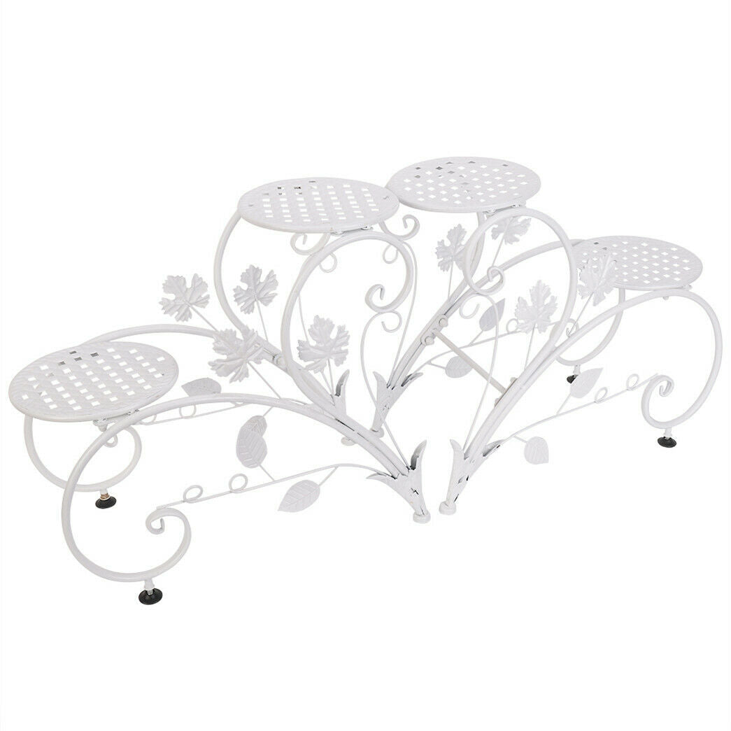 Set of 2 Flower Holder Rack Elegant Swan Shape Plant Stand Planter Support Shelf
