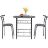 Grey 3PC Dining Table 2 Chairs Set for Kitchen Dining Room Furniture Steel Frame