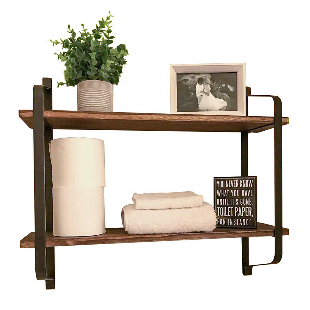 UK Large Rustic Industrial Pipe Wall Floating Shelf Wooden Storage Shelving Unit