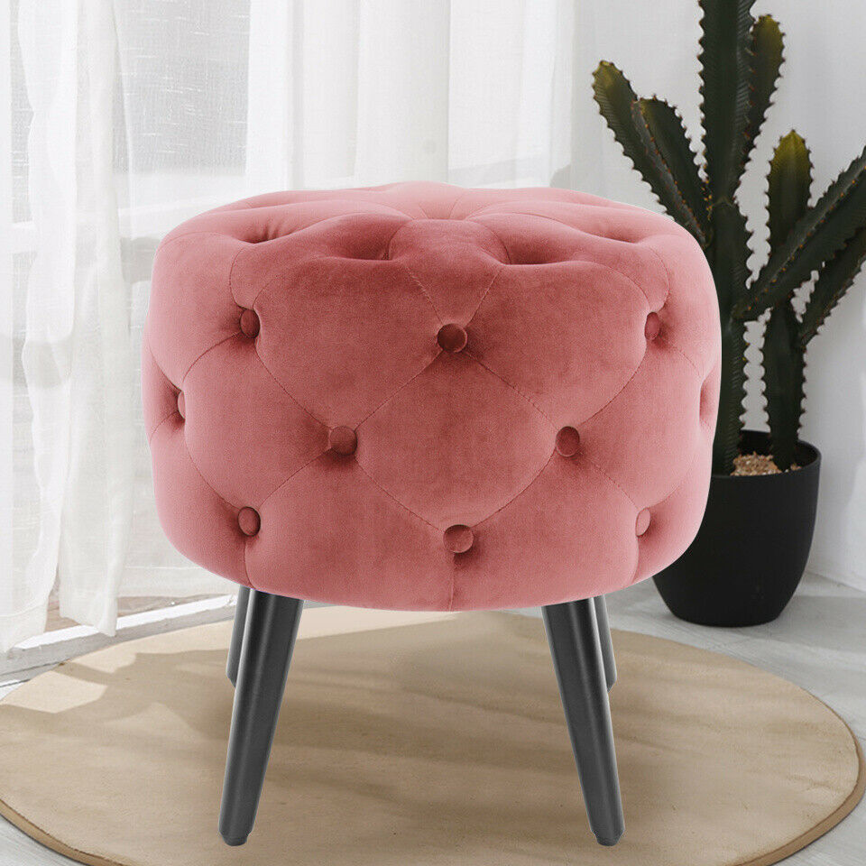 Upholstered Pouffe Stool Ottoman Buttoned Footstool Dressing Table Chair Seat