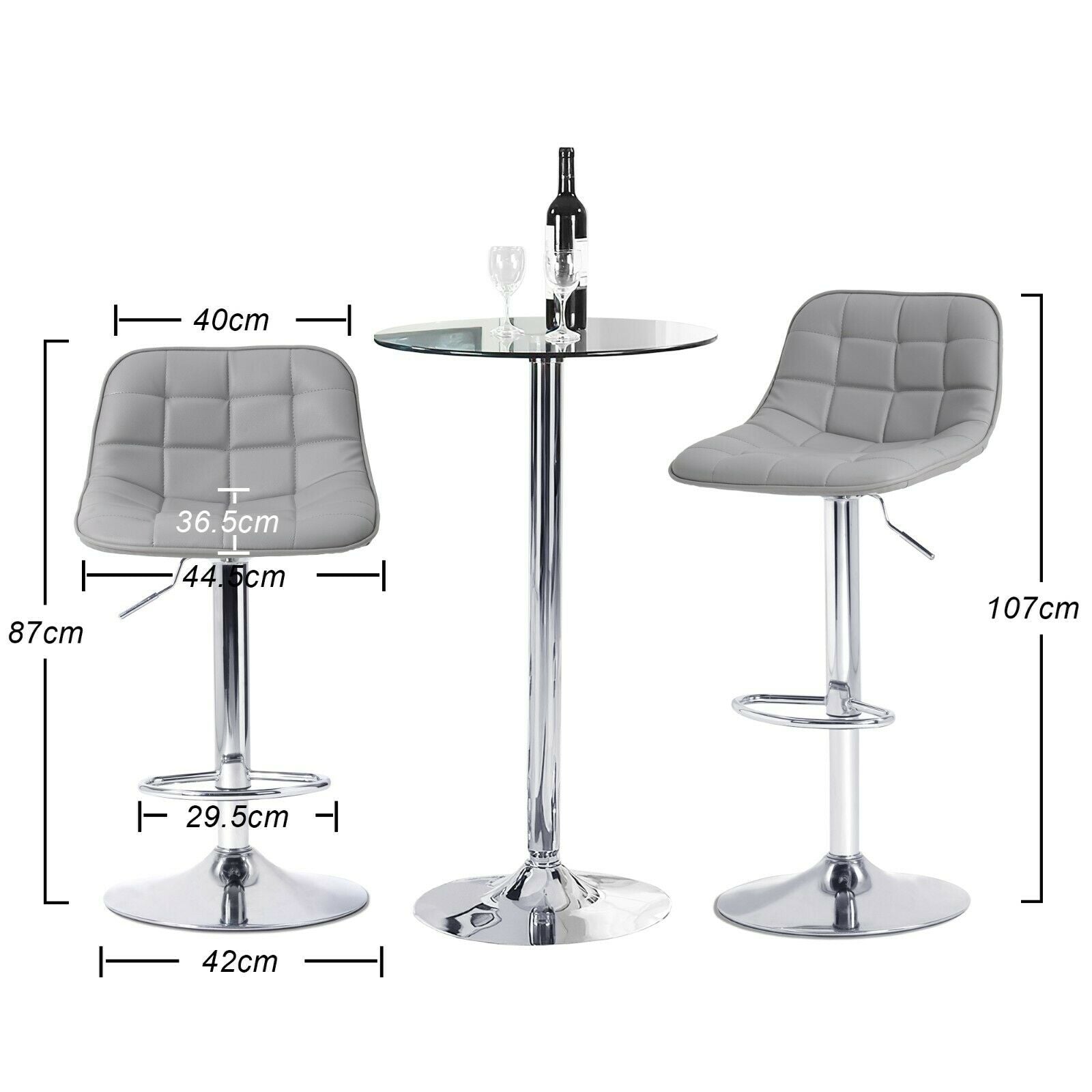 2×Bar Stools Leather / Velvet Chairs Breakfast Chair Swivel Gas Lift Adjustable