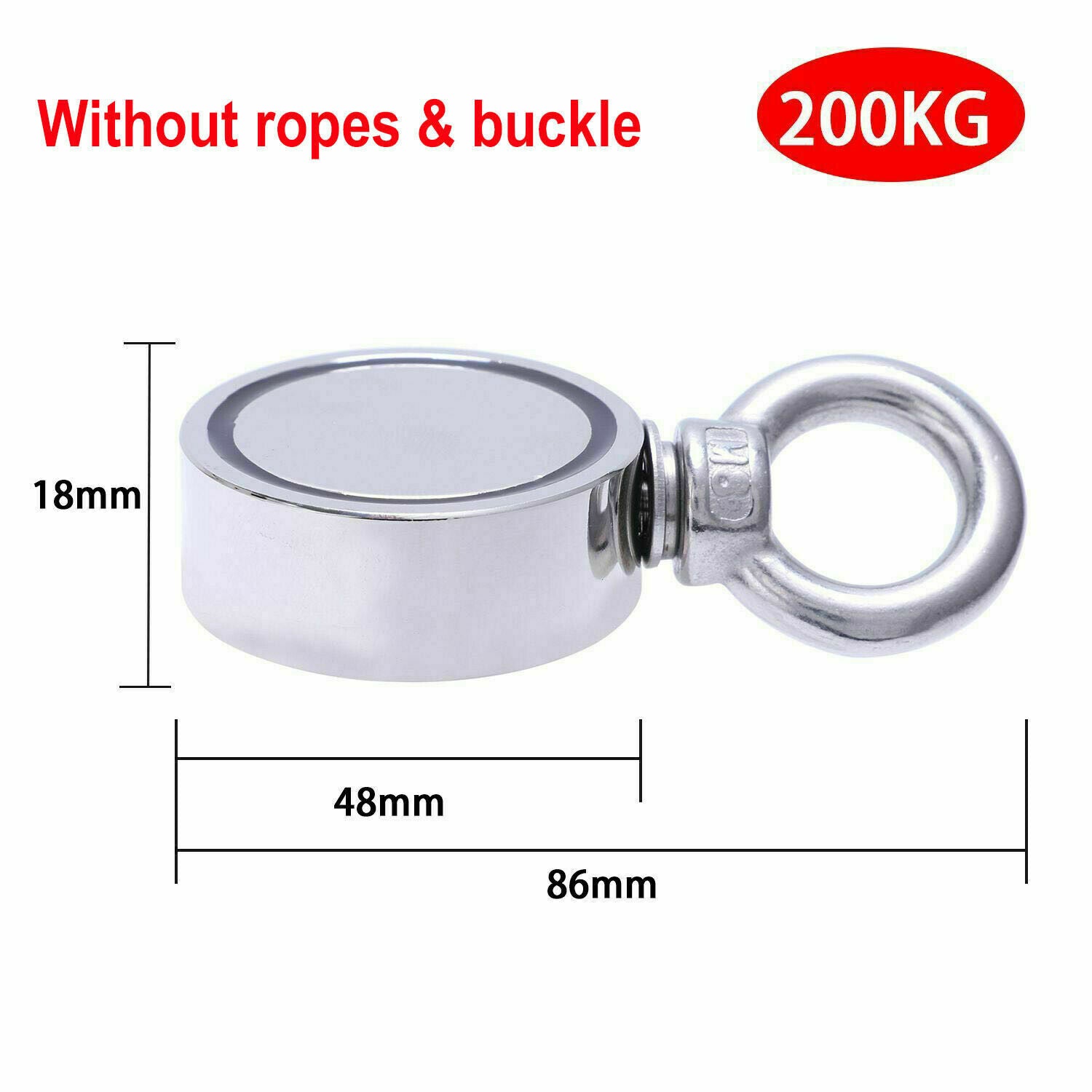 90kg-500kg Double Sided Large Powerful Neodymium Magnet Fishing & 10m Rope Set