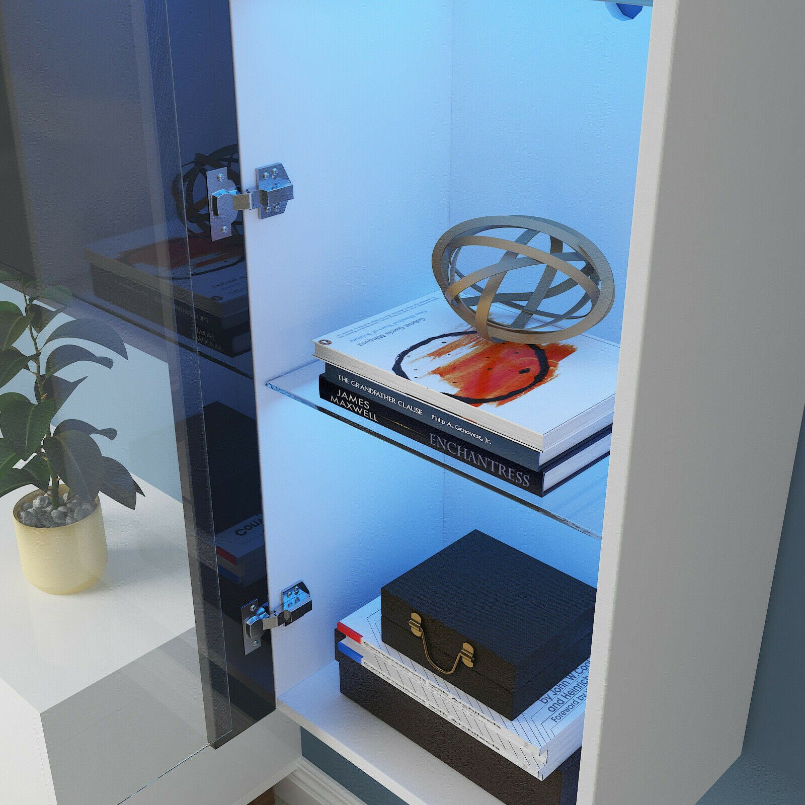 3-Tier Living Room Display Shelves Wall Shelf Boocase High-gloss LED Light UK