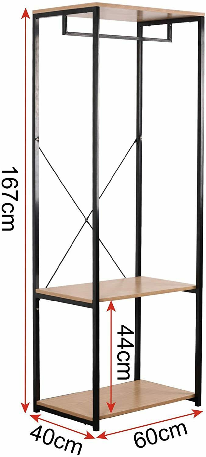 Garment Clothes Rail wood metal Rack Shelves Storage with Rack Shoe