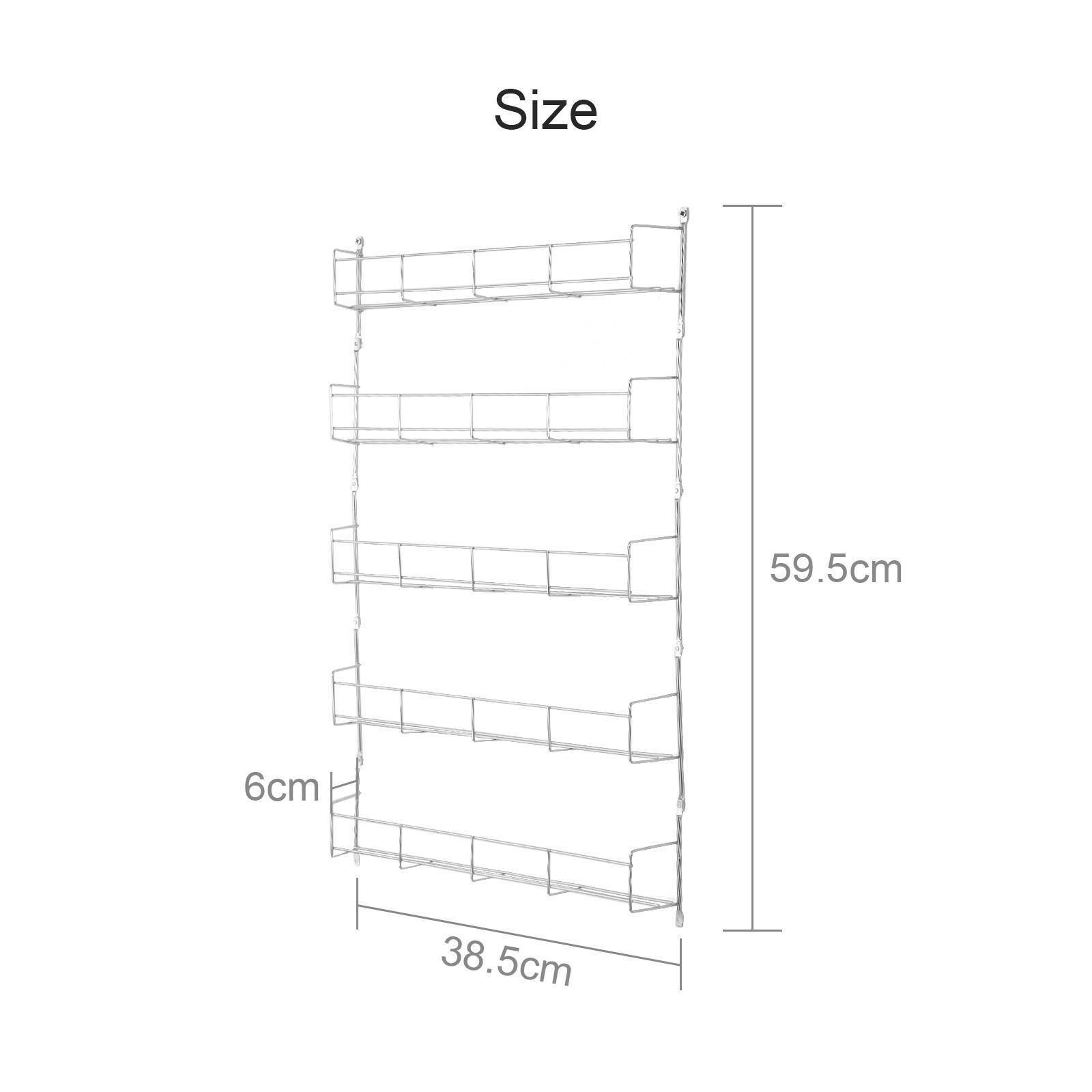 3 5 TIER FOR KITCHEN DOOR CUPBOARD STORAGE WALL SPICE HERB JAR RACK HOLDER