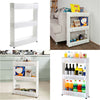 3 4 5 Tier Portable Storage Rack Side Shelf Rolling Trolley Rack Stand w/ Wheels