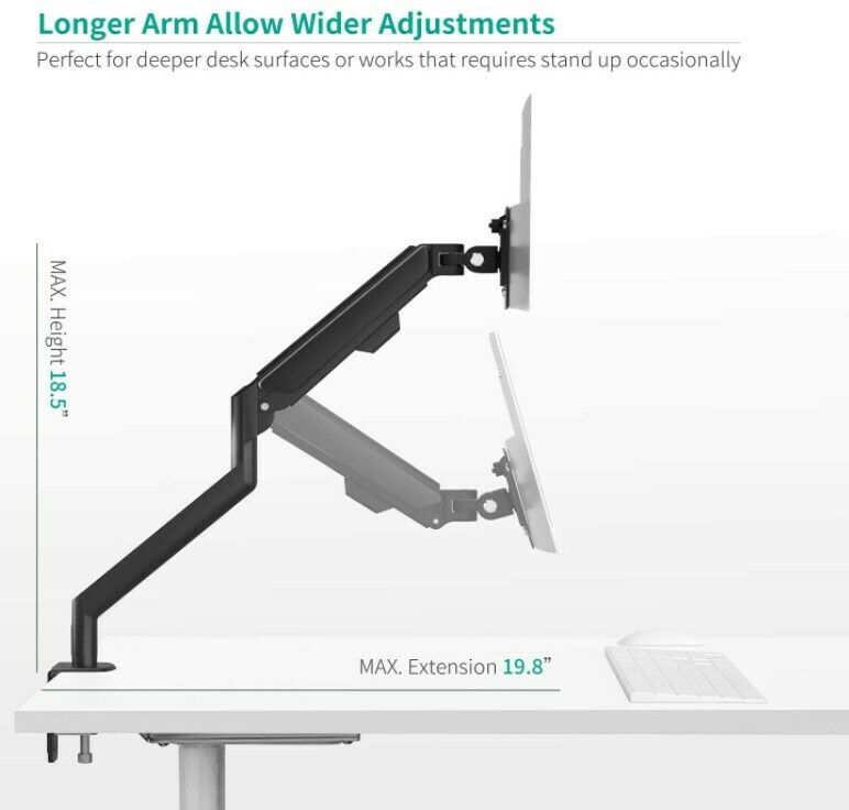 EleTab Full Motion Single Monitor Desk Mount Monitor Stand Monitor Bra