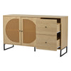 Rattan Sideboard Storage Cabinet Wooden Side Cabinet with 2 Doors 2 Drawers HT