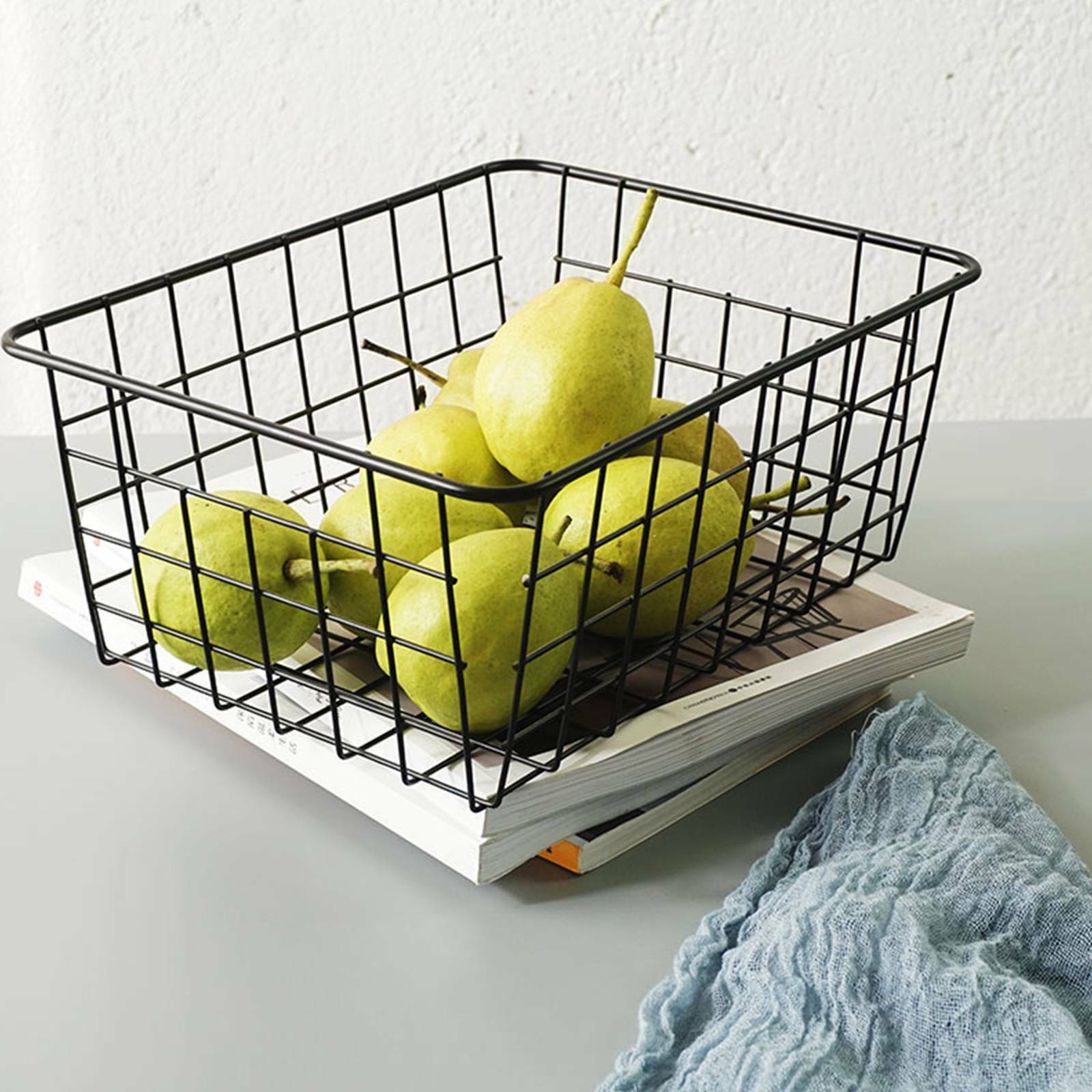 2pcs Iron Storage Basket Metal Wire Mesh Basketry Bathroom kitchen Tray Desk UK