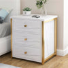 3 Drawers Bedside Table Nightstand Cabinet Bedroom Storage Home White Marble UK