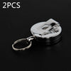 2X Recoil Extendable Metal Wire 65cm Key Chain Ring Clip Pull Keyring Retracting