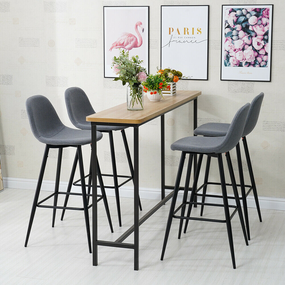 2× Velvet Breakfast Bar Stools Soft Padded Seat Kitchen Pub Modern Grey / Blue
