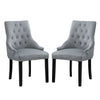 2x Velvet Dining Chairs with Rivets Knocker Home Dining Room Kitchen Silver Grey