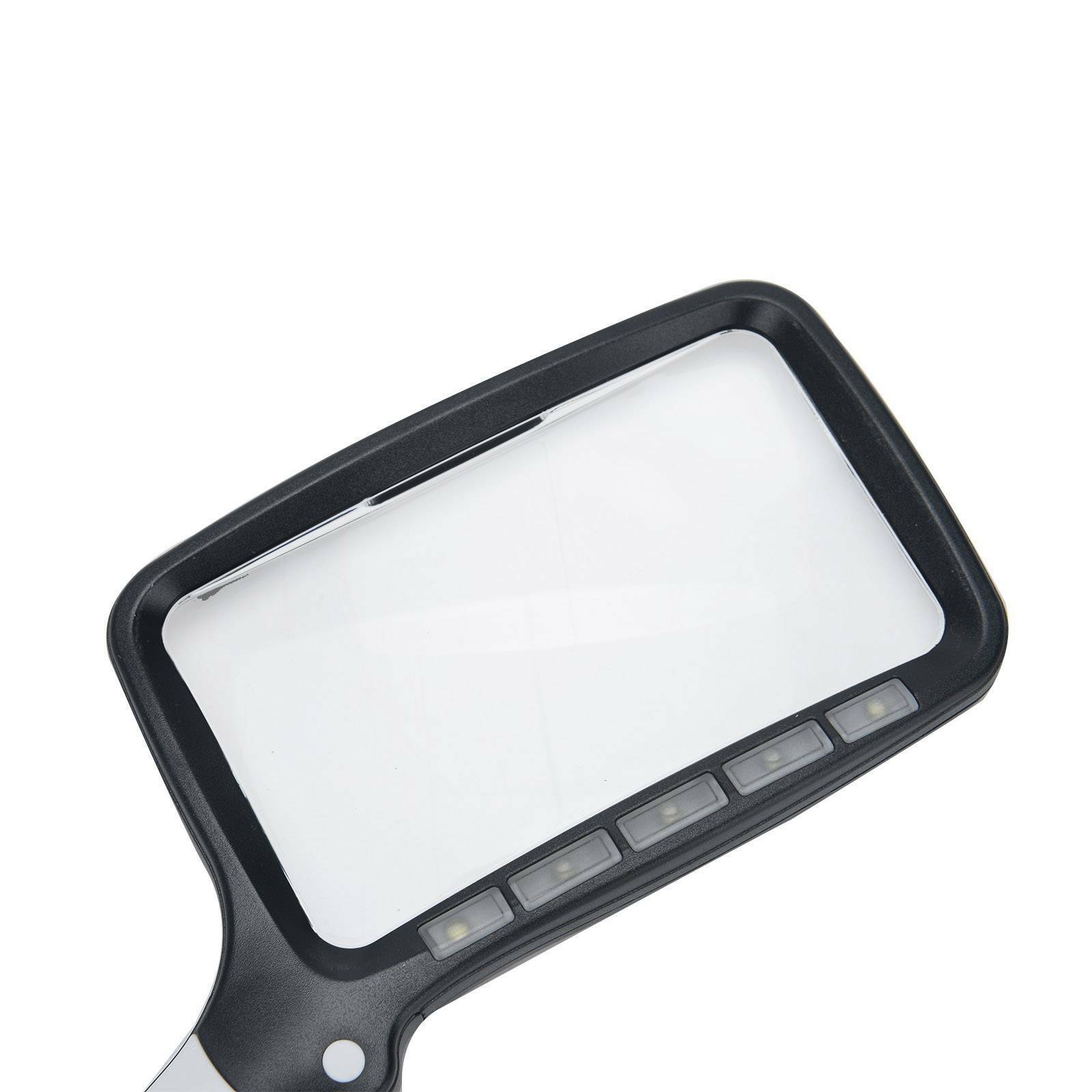 Magnify Glass with 5 LED Folding Handheld Magnifying Light Portable Rectangle UK