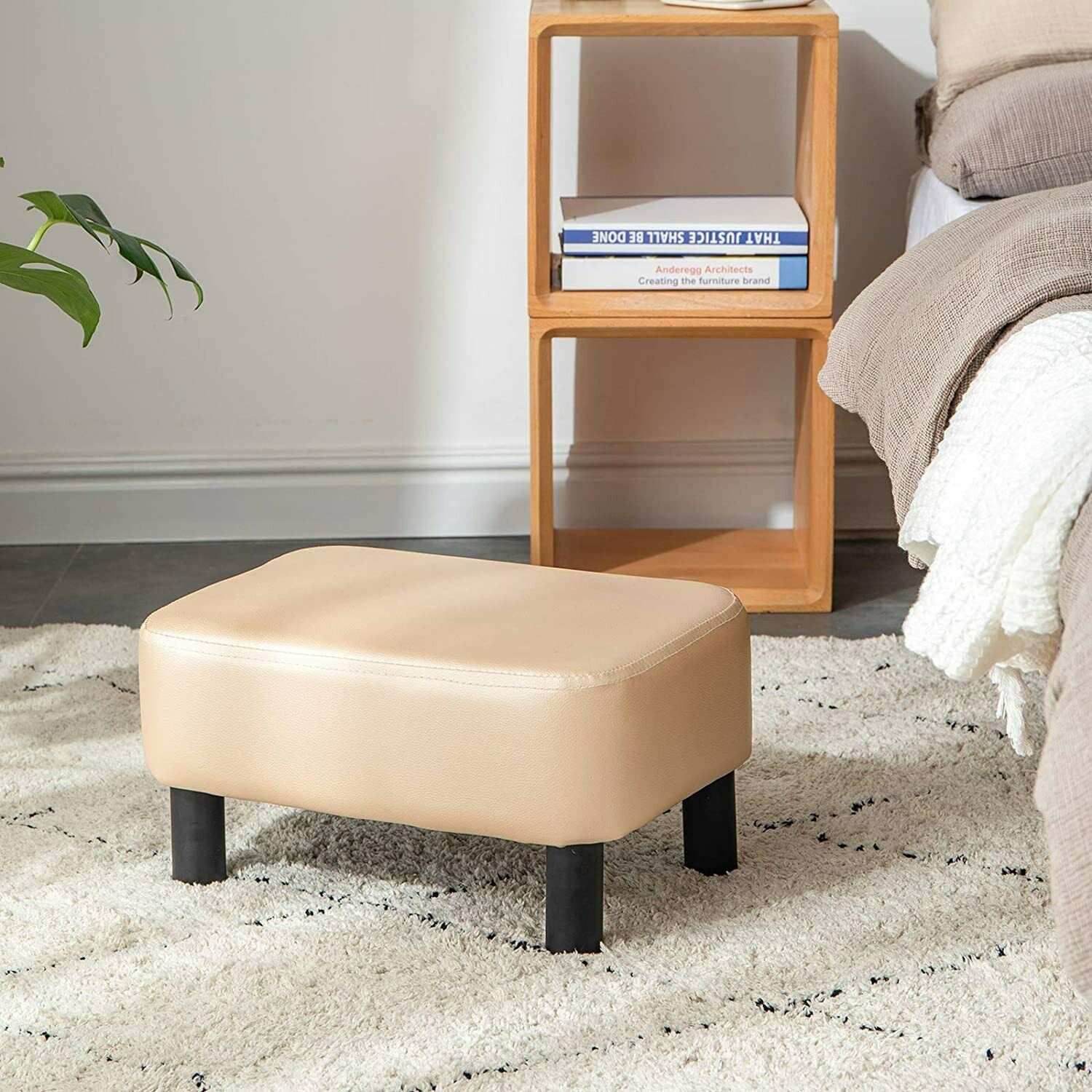 PU Leather Footstool Footrest Stool Pouffe Ottoman Footrest Gift for Parents