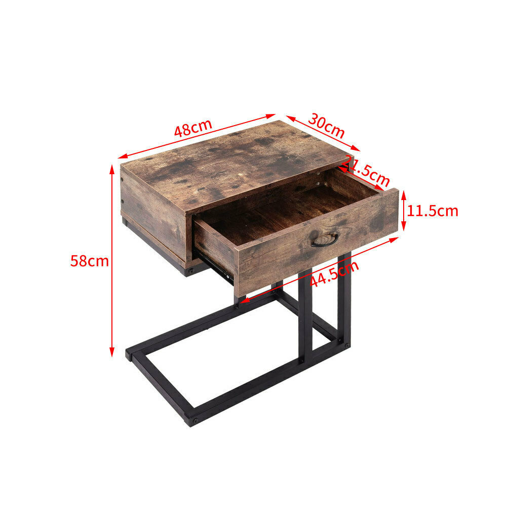 Industrial Coffee/Tea End Table Drawer Storage Living Room Sofa Table Furniture