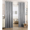 2X Curtain pair thermal blackout damask eyelet Curtains for Bedroom dark grey