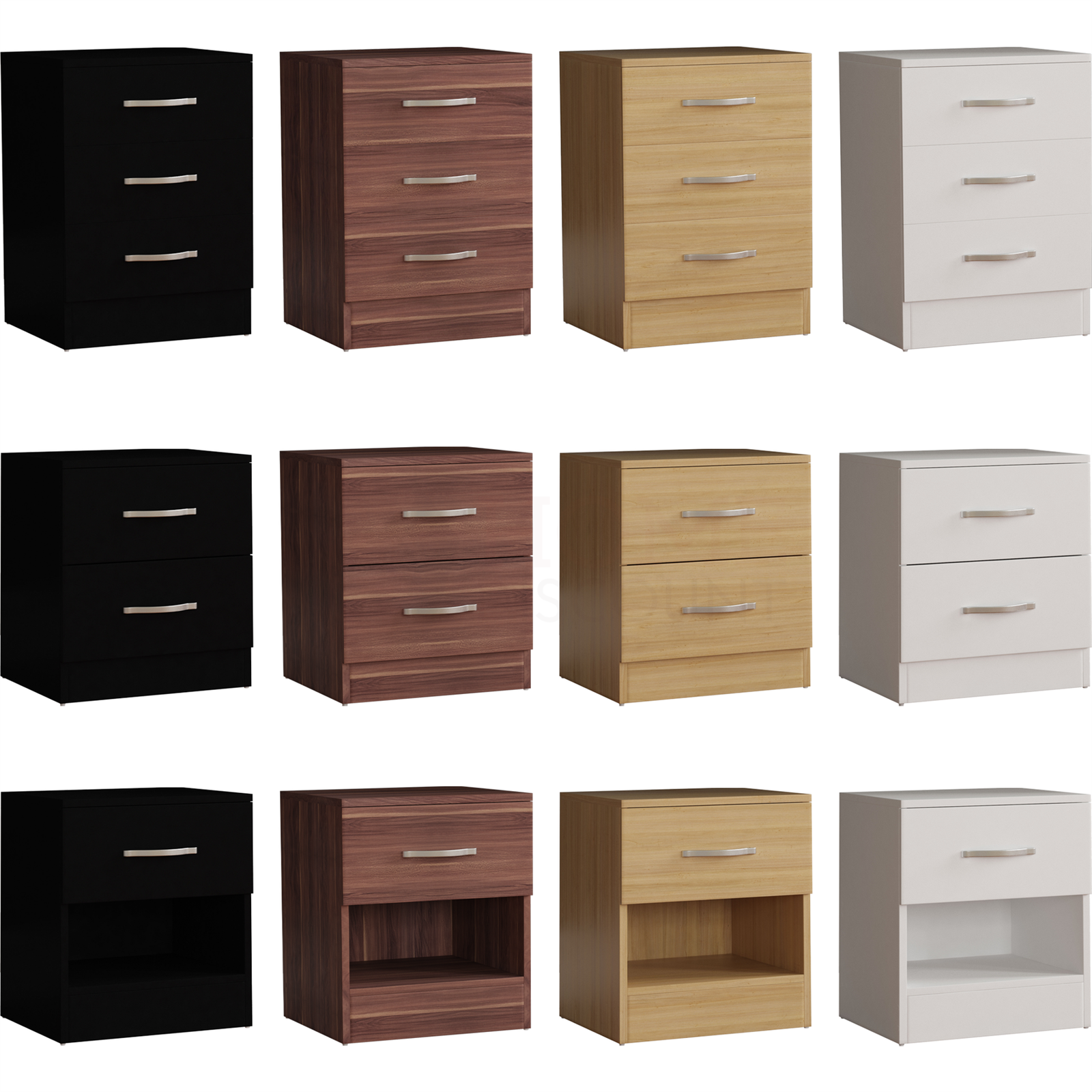 Bedside Chest 1 2 3 Drawer Wood Bedroom Storage Furniture Cabinet Unit