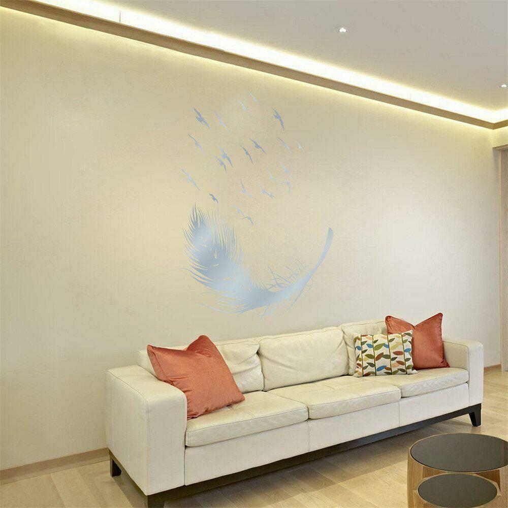Large Feather Wall Art Stickers Birds Vinyl Decal Living Room Bedroom Home Decor