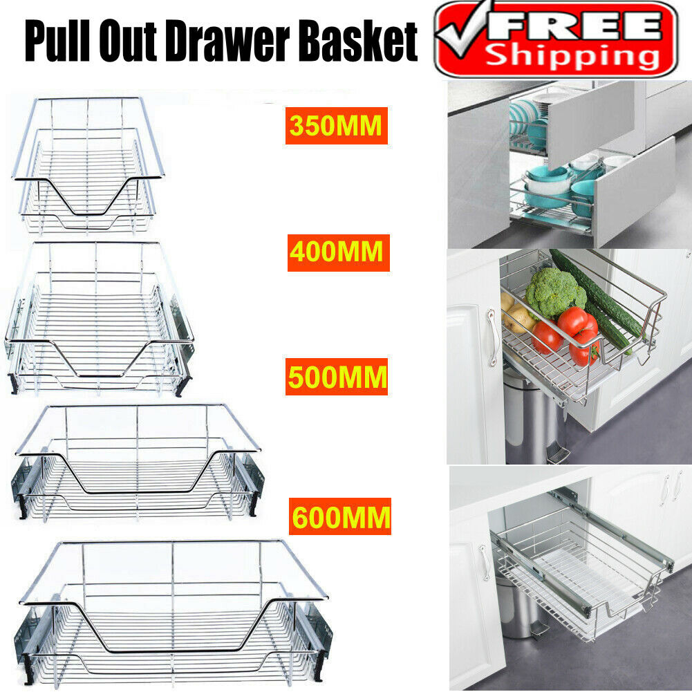 Pull Out Kitchen Baskets Slide Out Storage Basket Cupboard Drawer 350 - 600mm