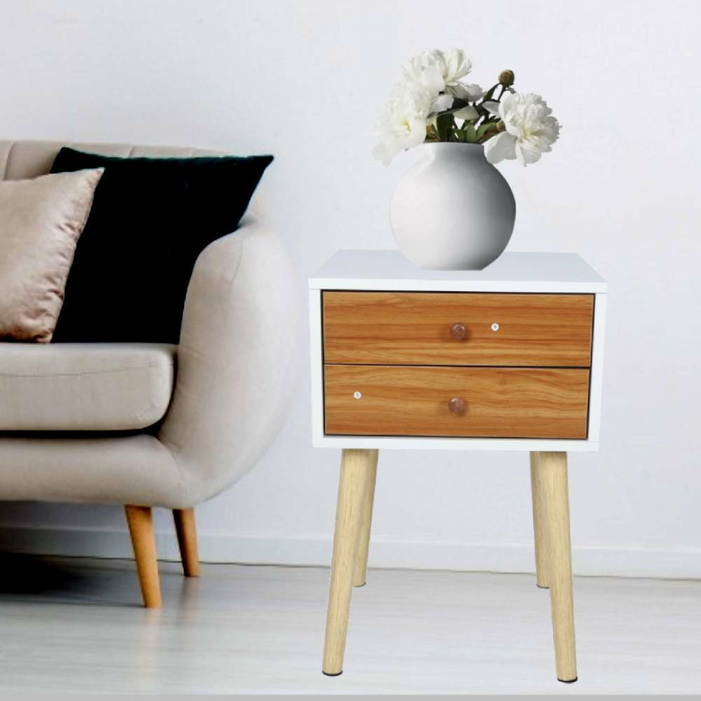 Modern Bedside Table Cabinet Chest of Drawer Nightstand 2 Drawers Furniture Wood
