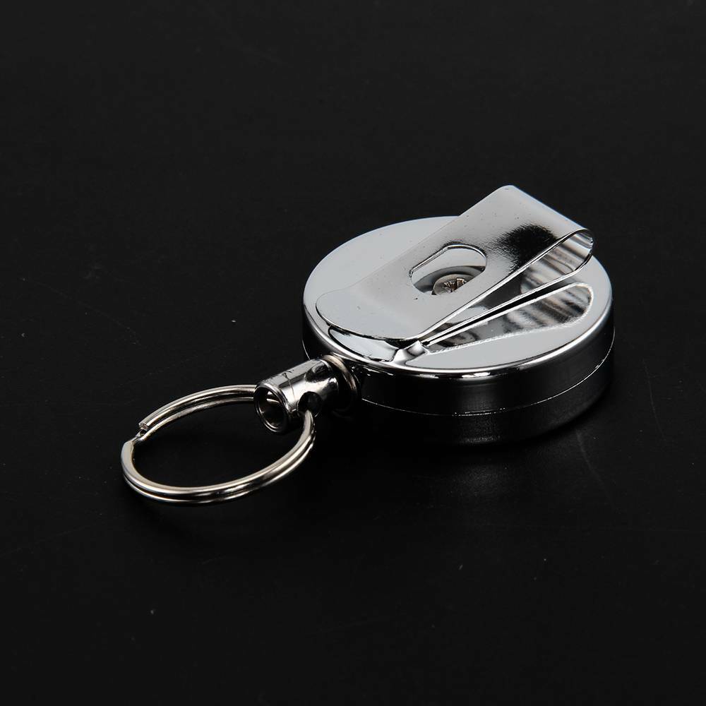 2X Recoil Extendable Metal Wire 65cm Key Chain Ring Clip Pull Keyring Retracting