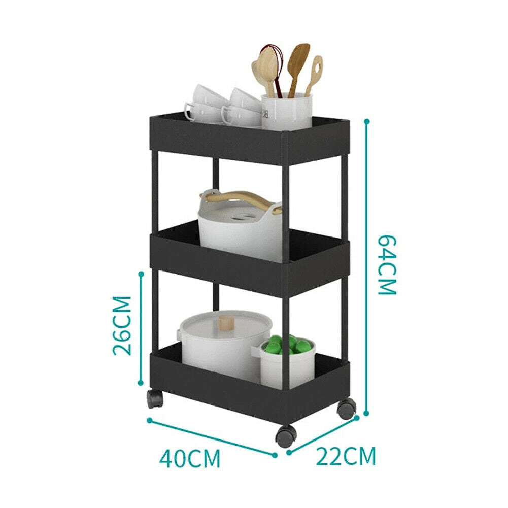 3/4/5 Tier Kitchen Slim Slide Out Trolley Cart Salon Storage Holder Wheeled Cart