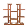 Symmetric Double Shelves Plant Stand 17 Potted Flower Pots Organizer Shelf Rack